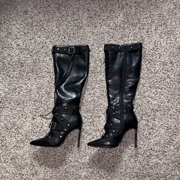 Black Studded “FINK” knee high boots - Picture 1 of 5